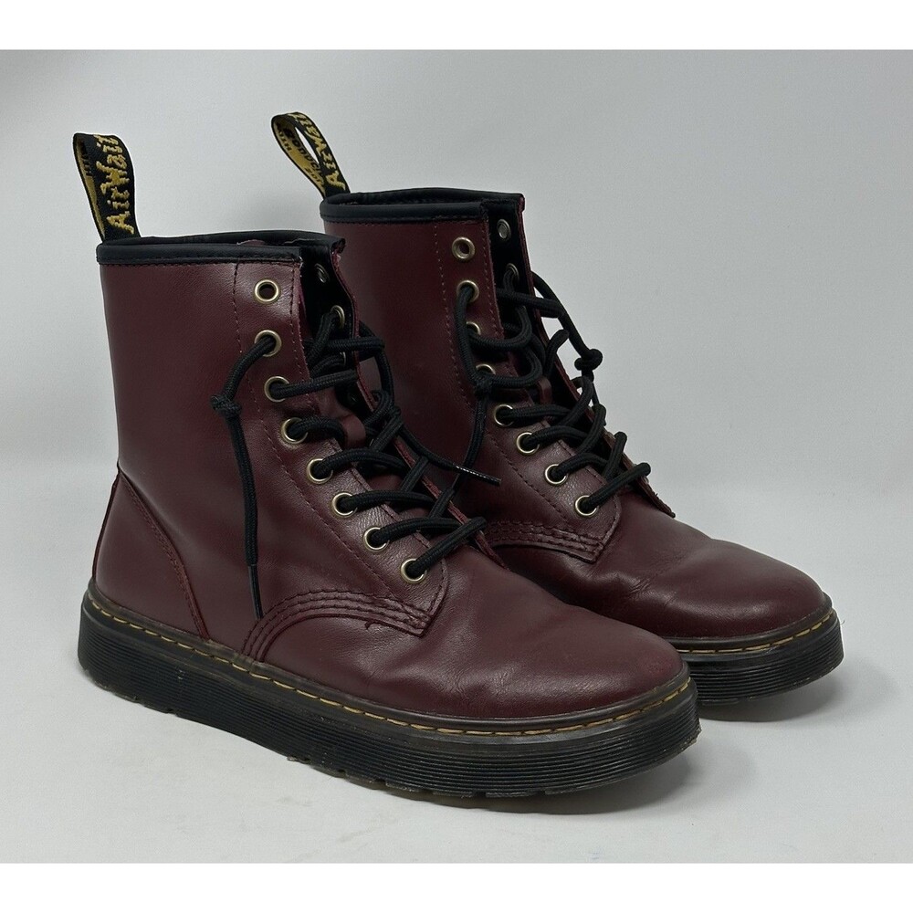 Dr. Doc Martens Zavala Combat Boots Women’s 6 Burgundy Leather Lace Up AW004